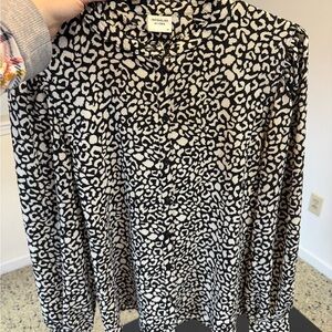 Leopard Print Blouse - Black and White
